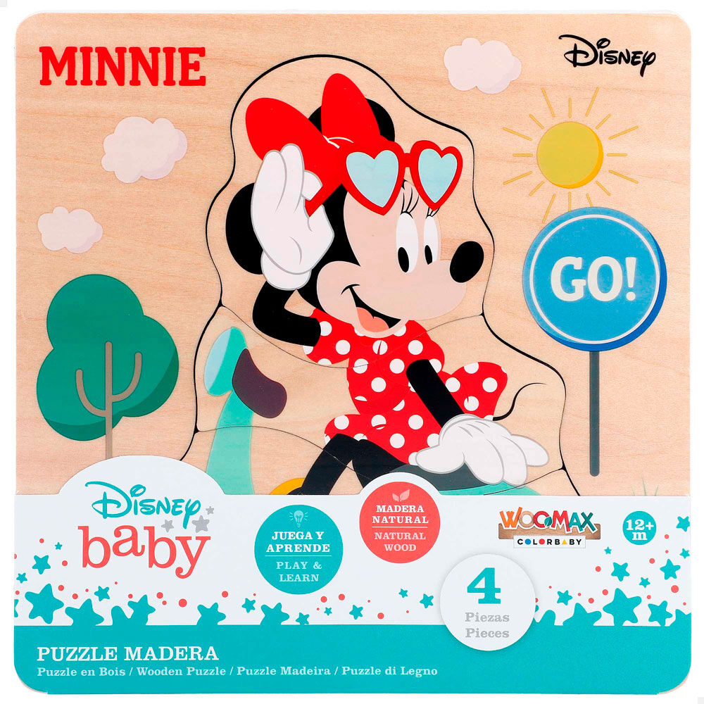 Puzzle de madera Disney de 4 piezas con diseño de Mickey o Minnie - 3