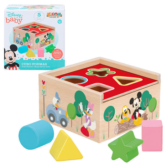 Cubo de formas de madera WOOMAX Disney con piezas de colores - 2