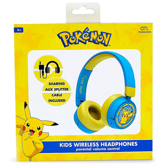 Auriculares infantiles inalámbricos azules y amarillos con Pikachu - 4