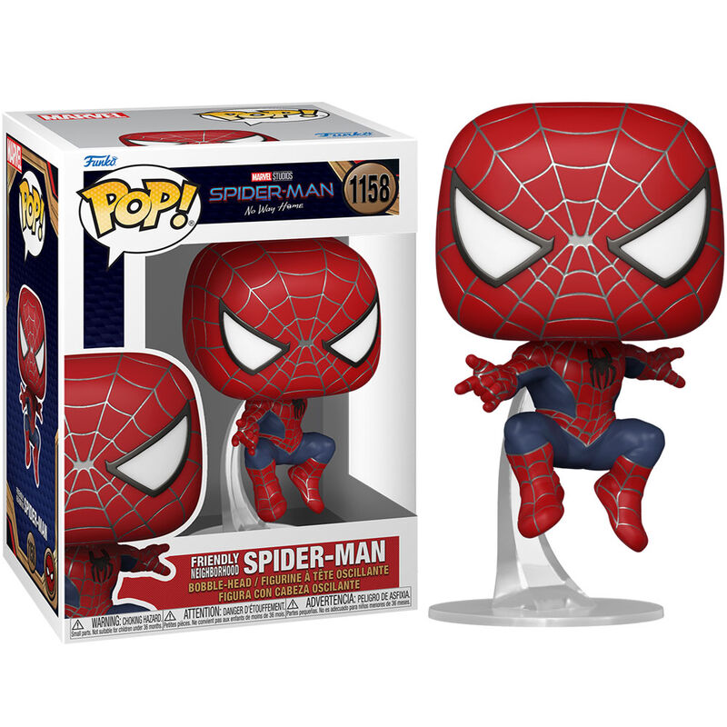 Figura Funko POP! de Spider-Man de No Way Home sobre soporte transparente - 3