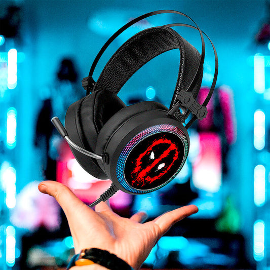 Auriculares gaming negros de Deadpool Marvel con iluminación LED - 2