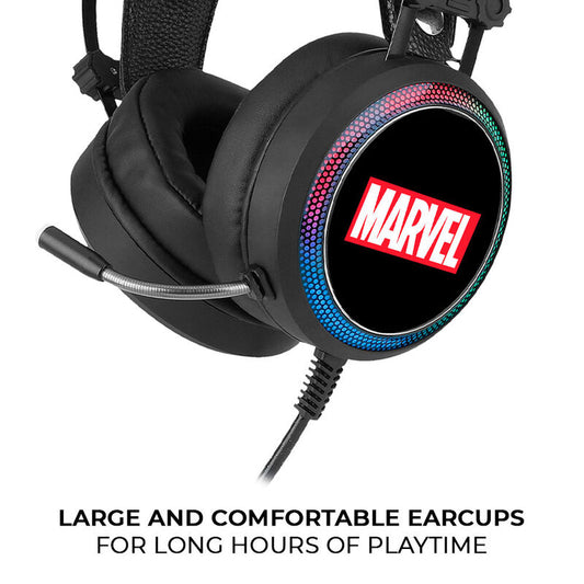 Auriculares gaming Marvel negros con micrófono flexible e iluminación LED - 4