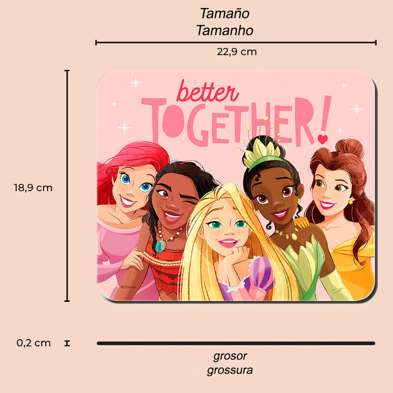 Alfombrilla de ratón Princesas Disney Better Together con Ariel, Moana, Tiana, Rapunzel y Bella - 5