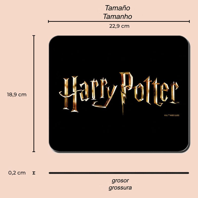 Alfombrilla de ratón negra Harry Potter con logotipo dorado - 5