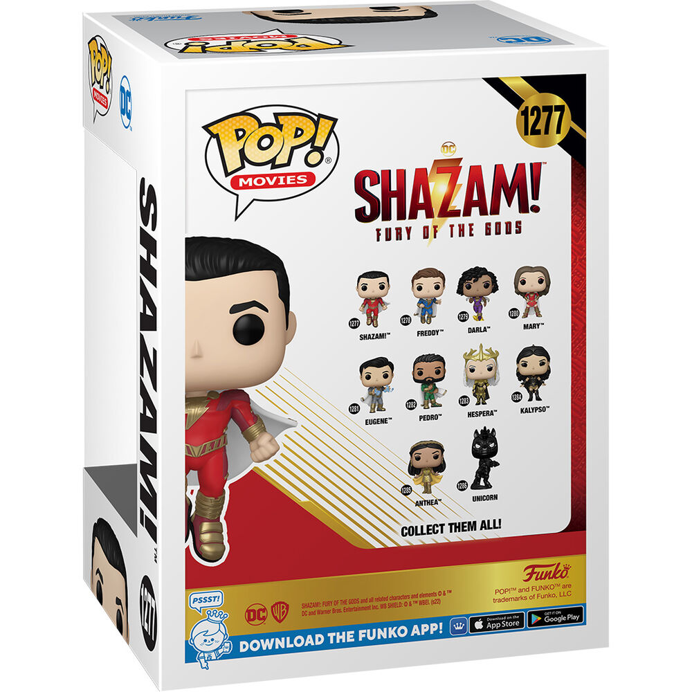 Figura Funko POP! de Shazam con traje rojo, detalles dorados y capa blanca - 4