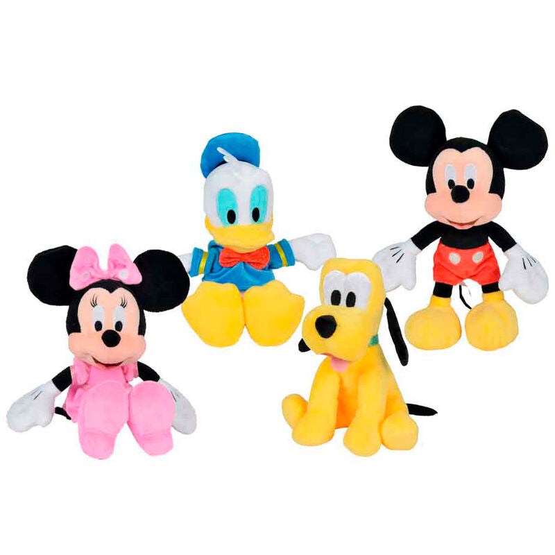 Peluches Disney surtidos de 25 cm con Mickey, Minnie, Donald y Pluto