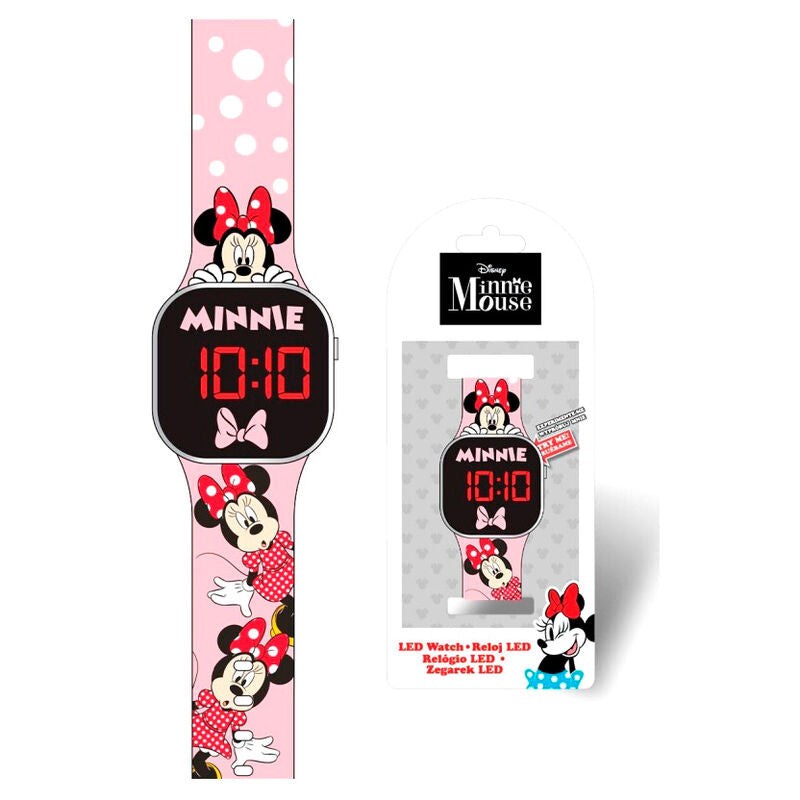 Reloj LED rosa de Minnie Disney con correa de lunares blancos - 2