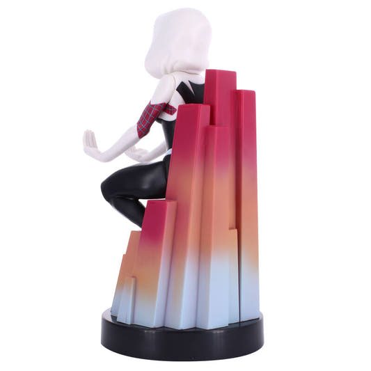 Soporte Cable Guy de Spider-Gwen Marvel con capucha blanca y base rosa - 2