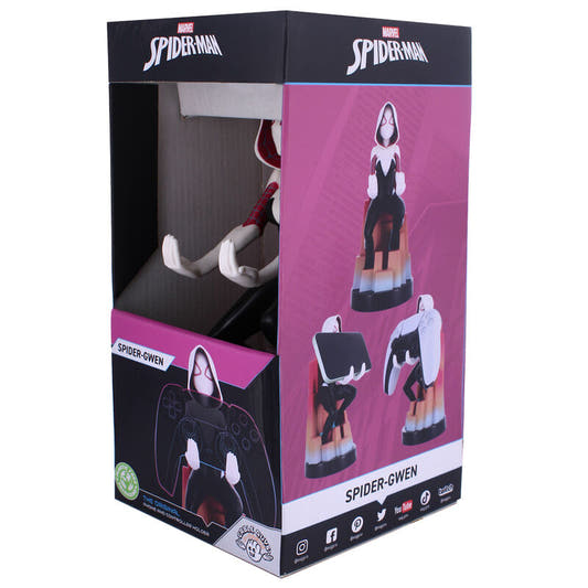 Soporte Cable Guy de Spider-Gwen Marvel con capucha blanca y base rosa - 9