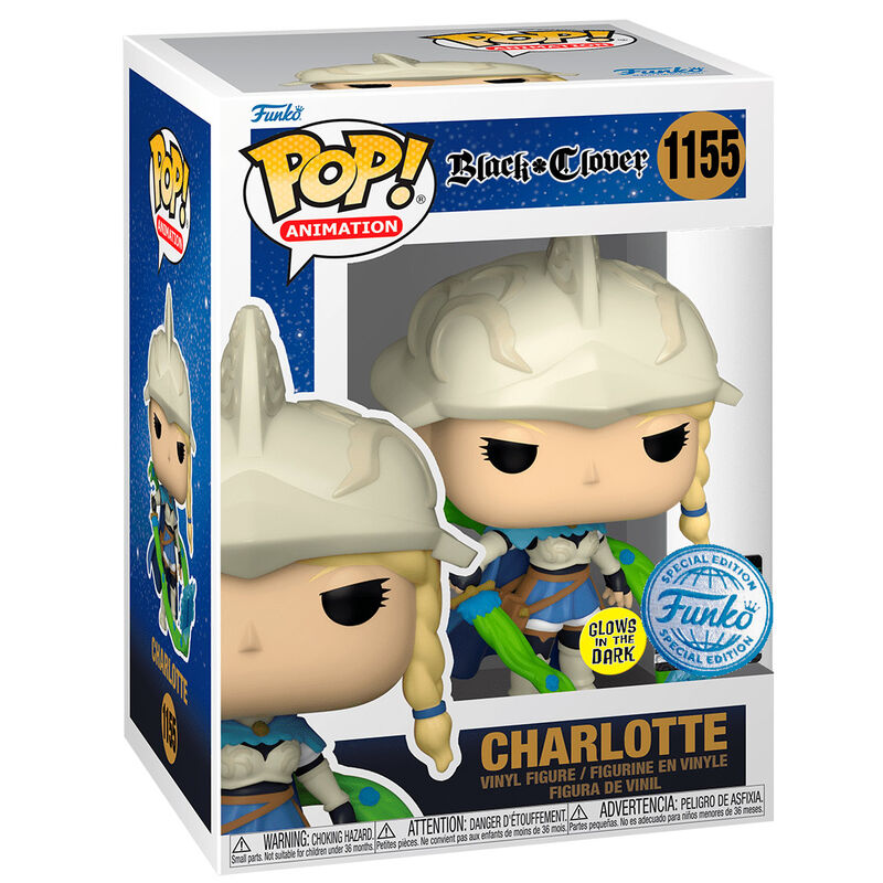 Figura Funko POP! de Charlotte de Black Clover con casco y efecto verde y azul - 3