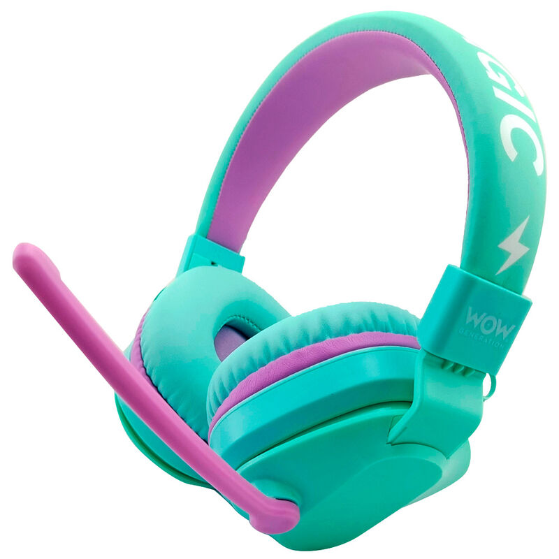Auriculares inalámbricos WOW GENERATION en verde menta y morado con micrófono - 3