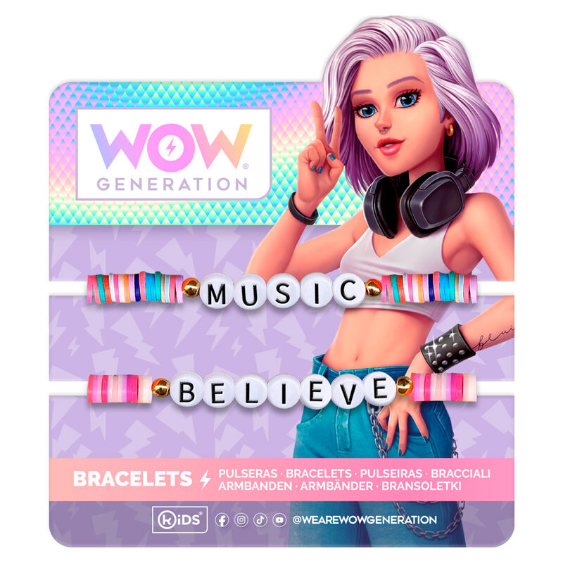 Pack de 2 pulseras WOW GENERATION con abalorios de colores y mensajes - 4