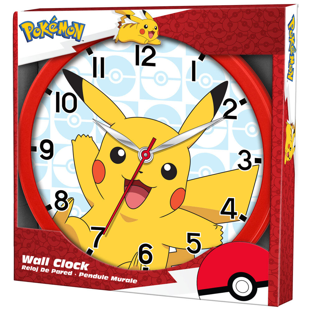 Reloj de pared Pokémon con Pikachu y marco rojo - 2