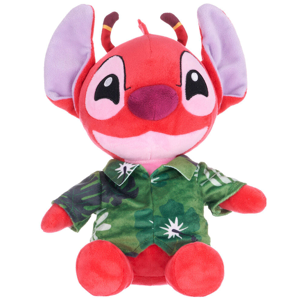 Peluche Disney Leroy Stitch rojo con camisa hawaiana verde