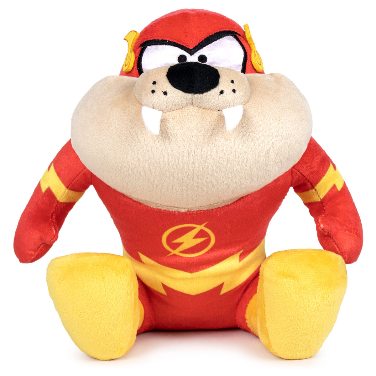 Peluche del Demonio de Tasmania vestido de Flash en rojo y amarillo