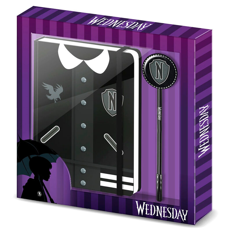 Diario Wednesday Varsity negro con bolígrafo a juego