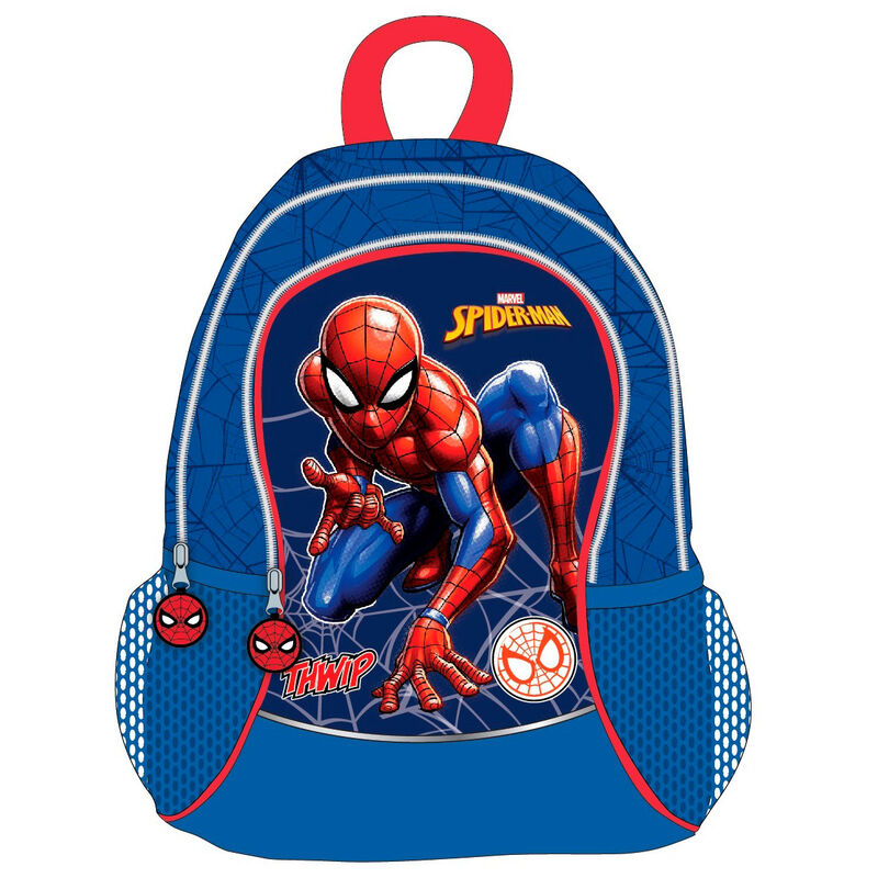 Mochila azul de Spider-Man Marvel con bolsillo frontal