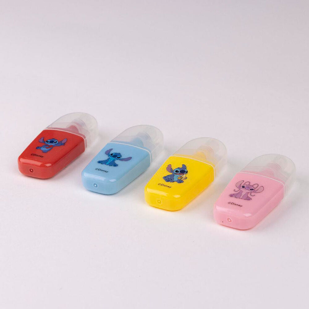 Set de 4 subrayadores Stitch Disney en coral, azul, amarillo y rosa - 3