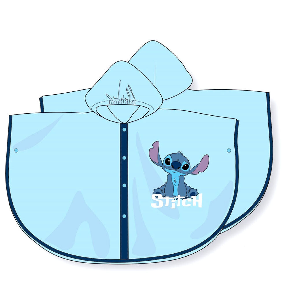 Chubasquero tipo capa azul claro de Stitch Disney con capucha