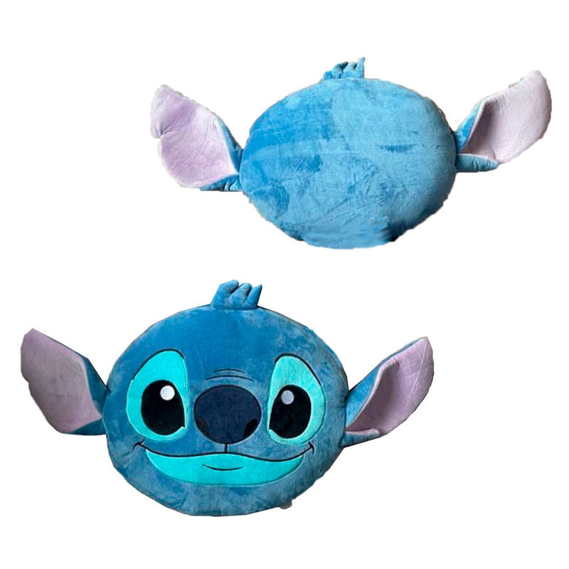 Cojín 3D azul con el rostro de Stitch Disney