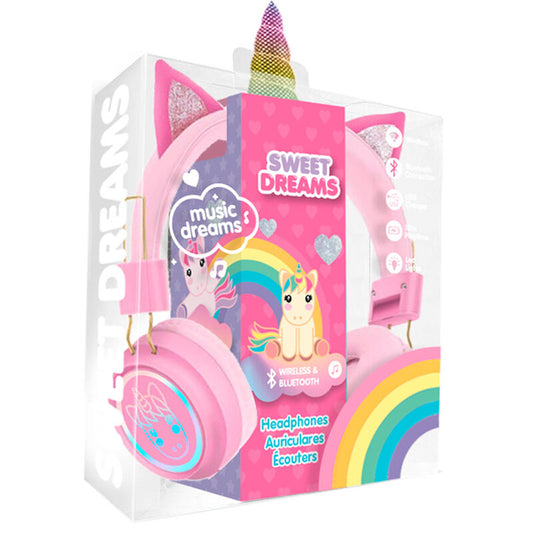 Auriculares Bluetooth rosas con diseño de unicornio Sweet Dreams - 2
