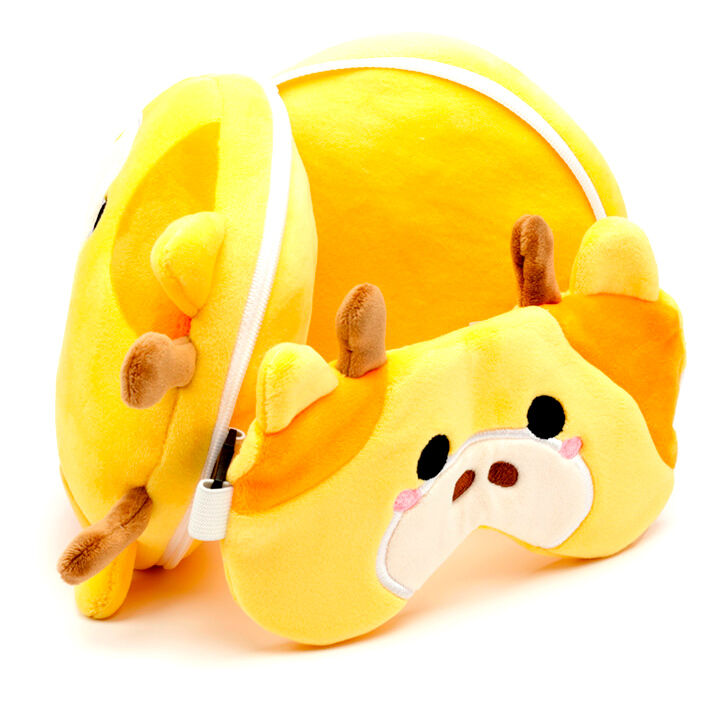 Almohada de viaje con antifaz de jirafa amarillo - 3