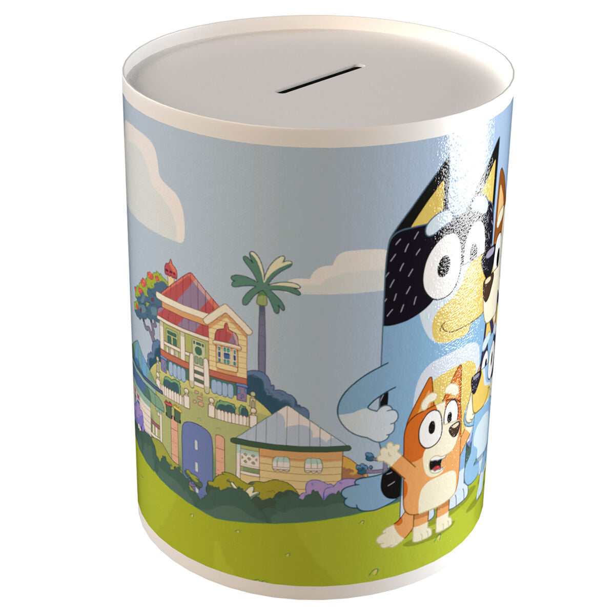 Hucha cilíndrica de Bluey con varios personajes - 2