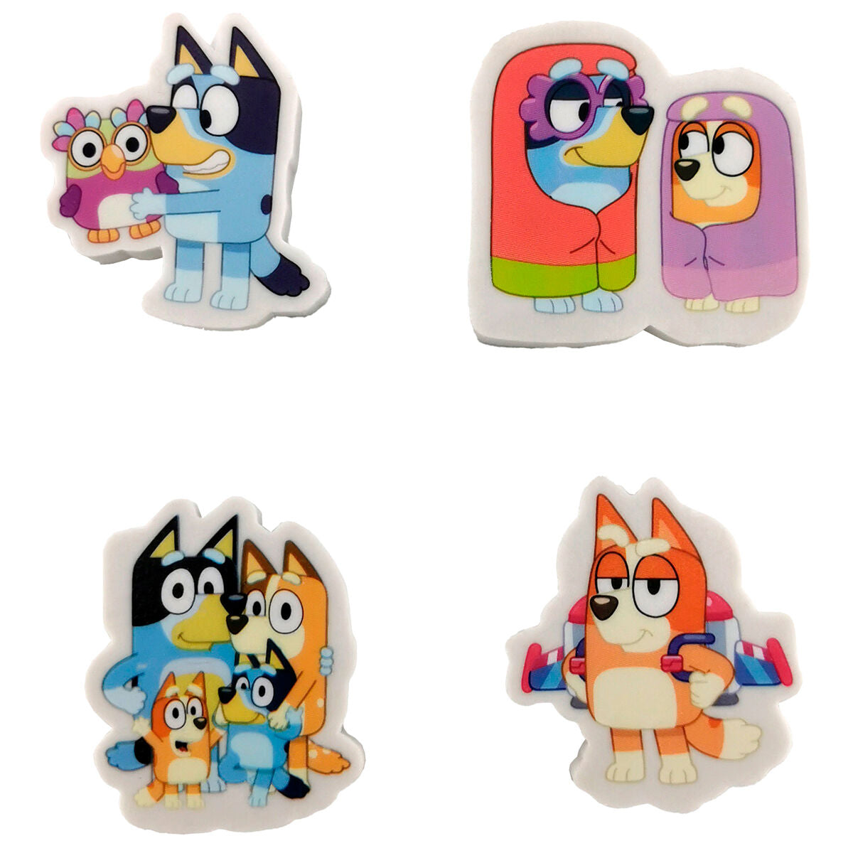Blister con 4 gomas de borrar de Bluey con personajes - 2
