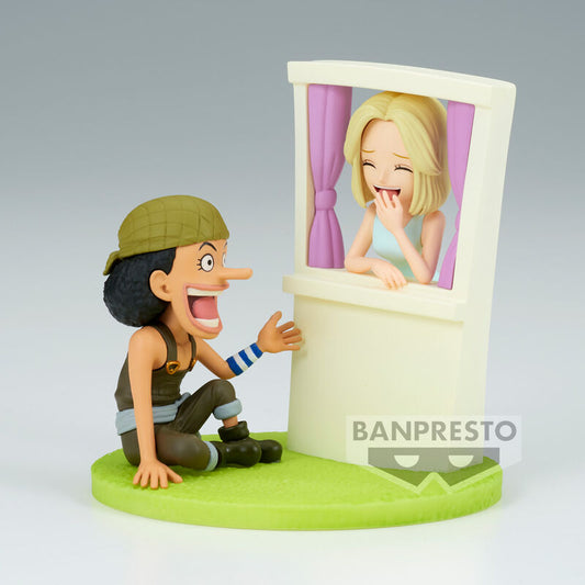 Figura de Usopp y Kaya de One Piece Log Stories sobre una base verde - 2