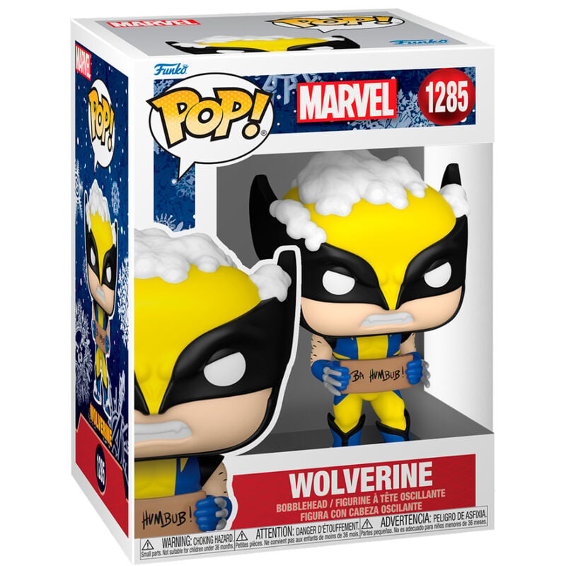 Figura Funko POP! Marvel Holiday de Wolverine con nieve y cartel “BA HUMBUG!” - 2