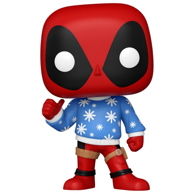 Figura Funko POP! Marvel Holiday de Deadpool con jersey azul de copos de nieve - 2