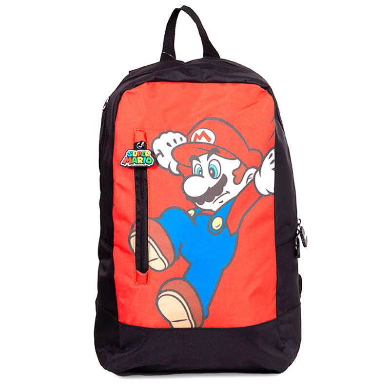 Mochila roja y negra de Super Mario Bros con Mario en el frontal - 2