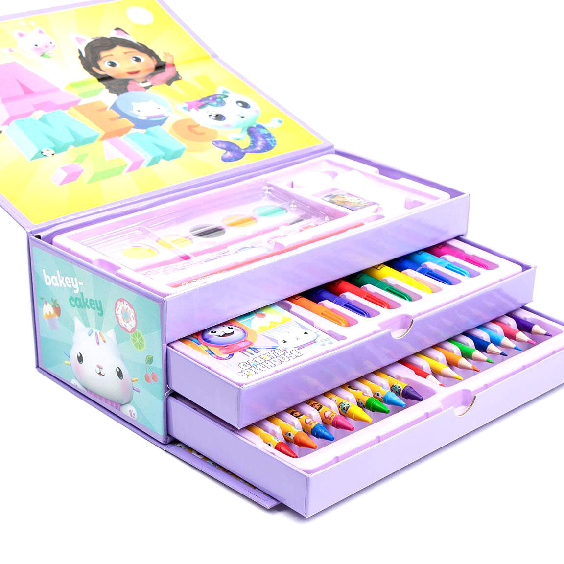 Maletín de papelería coloreable de Gabby's Dollhouse con bandejas y materiales de dibujo - 7