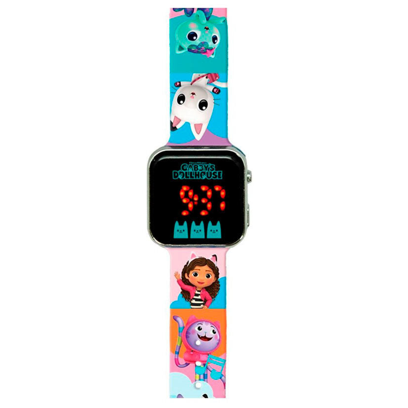 Reloj LED de La Casa de Muñecas de Gabby con correa ilustrada