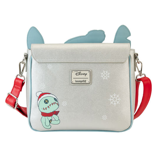 Bolso bandolera Loungefly de Stitch con gorro navideño y correa roja - 4