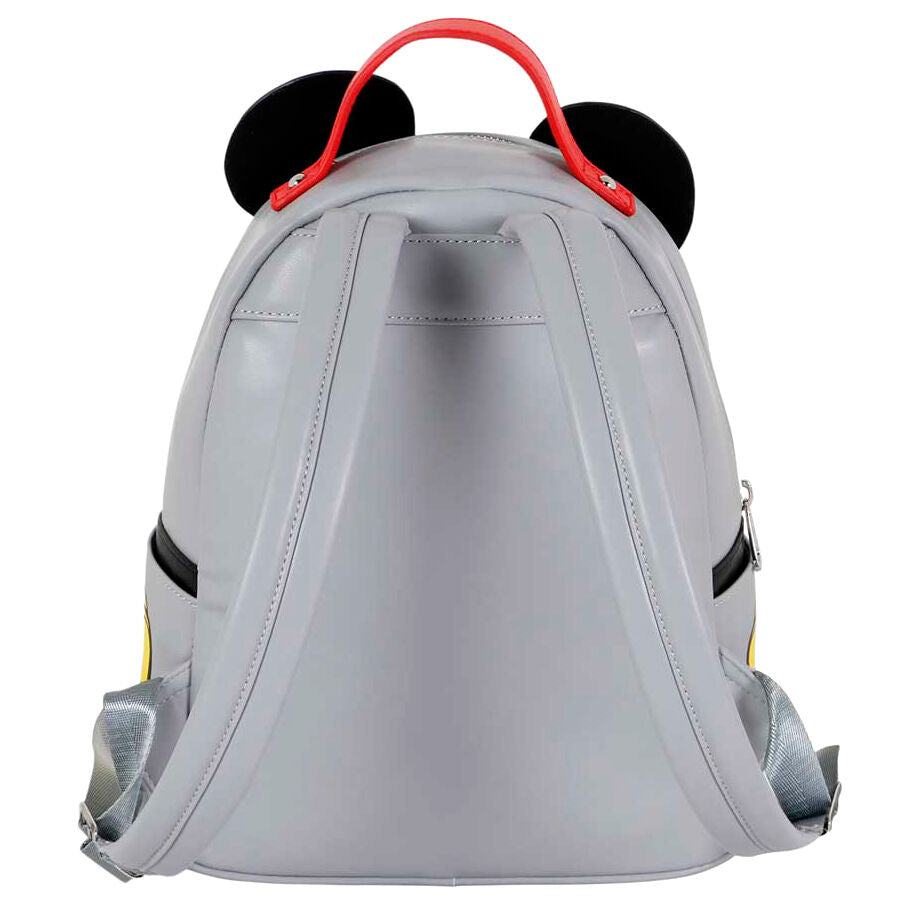 Mochila gris y negra de Mickey Disney con bolsillo frontal rojo - 3