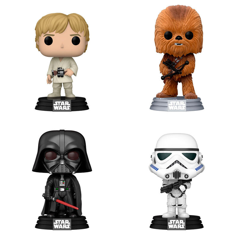 Blíster Funko POP! Star Wars con Luke Skywalker, Chewbacca, Darth Vader y Stormtrooper - 2