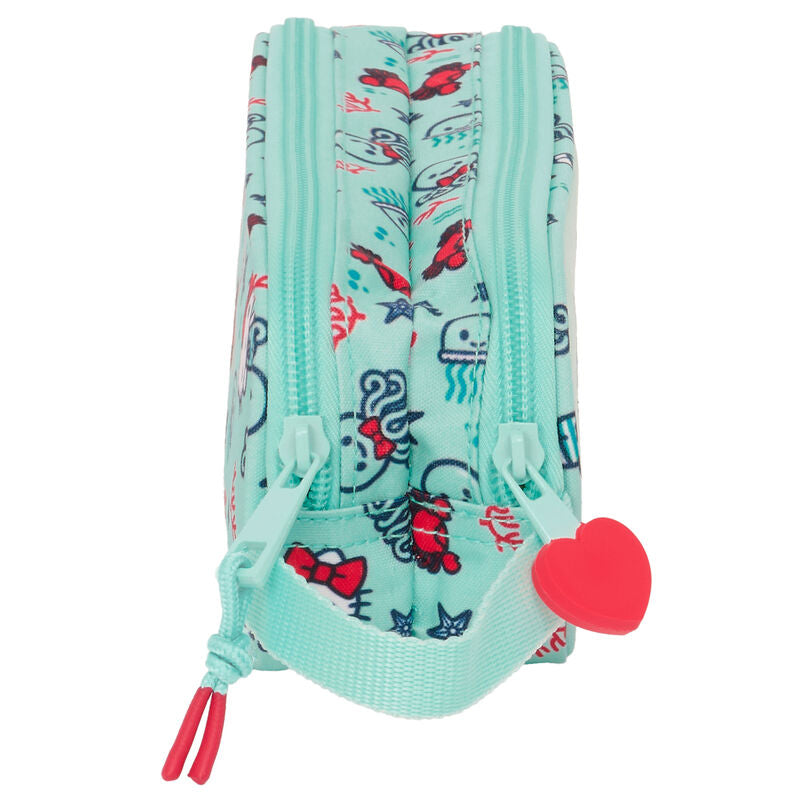 Portatodo doble turquesa Hello Kitty Sea Lovers con dos cremalleras - 3