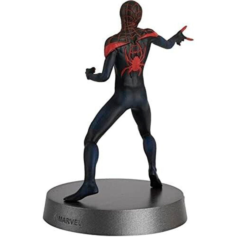 Figura de Miles Morales como Spider-Man con traje negro y rojo sobre base Marvel - 4