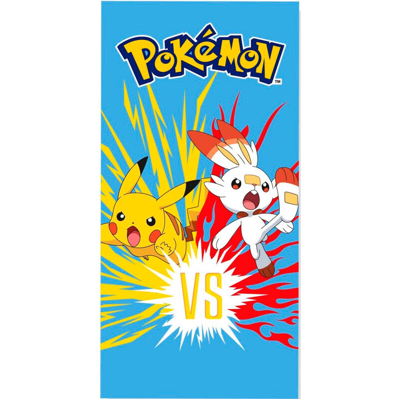 Toalla Pokémon Nintendo azul de microfibra con Pikachu y diseño VS