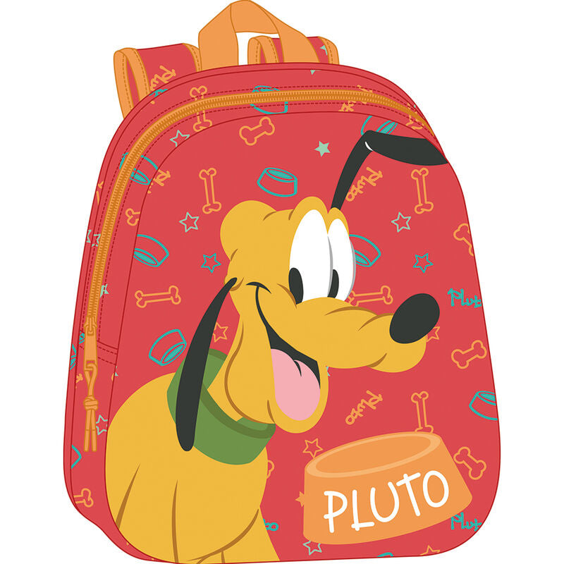 Mochila roja de Pluto Disney con diseño frontal 3D