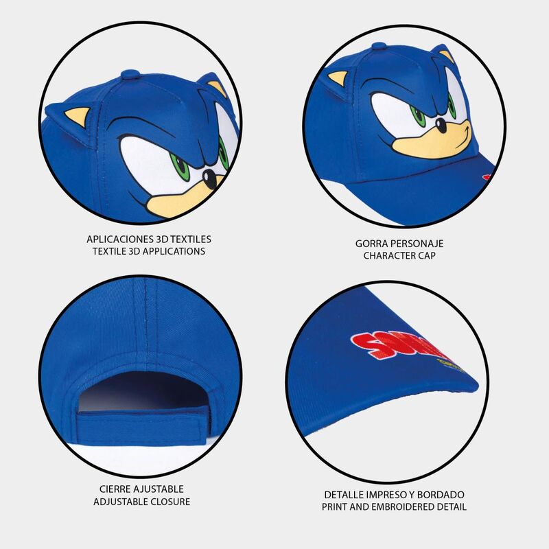 Gorra azul de Sonic the Hedgehog con rostro del personaje - 4