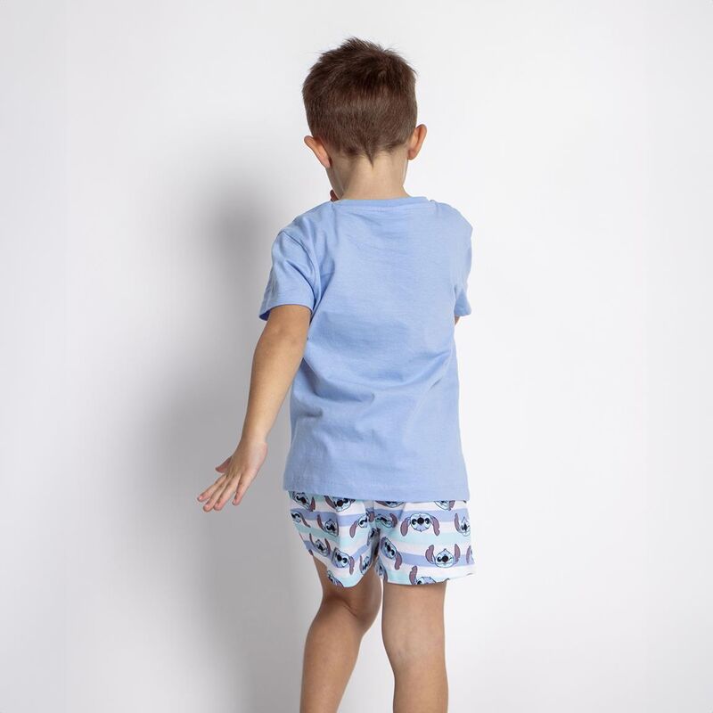 Pijama infantil de Stitch Disney con camiseta azul y pantalón corto estampado - 6