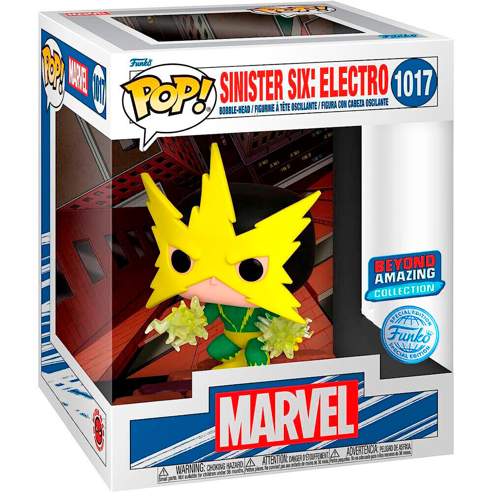 Figura FUNKO POP! de Electro con efectos de energía amarillos sobre base rocosa - 2