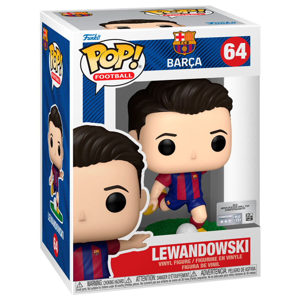 Figura Funko POP! de Lewandowski con la equipación del F.C. Barcelona y un balón - 2