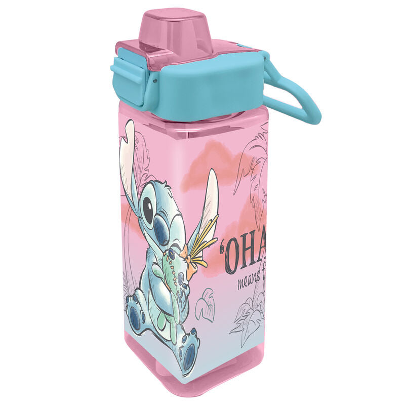 Cantimplora cuadrada rosa y turquesa de Stitch Disney