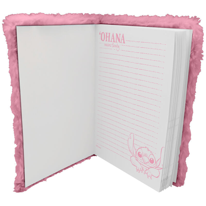 Cuaderno rosa de peluche con diseño de Stitch Disney - 2