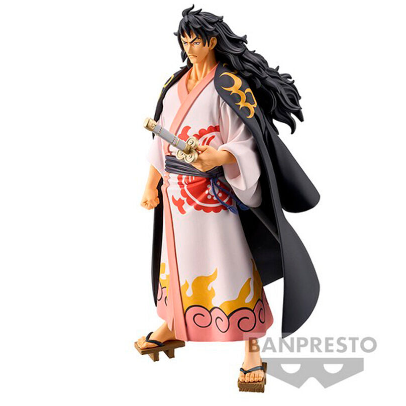 Figura de Kouzuki Momonosuke de One Piece con kimono, capa negra y espada - 2