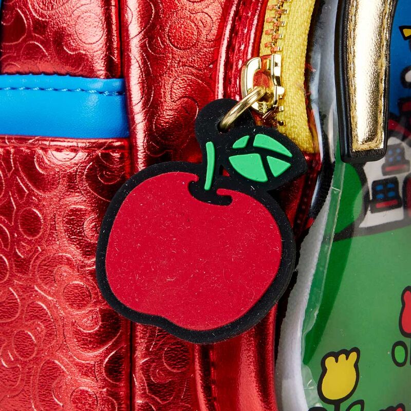 Mochila Loungefly Hello Kitty 50th Anniversary roja con panel frontal transparente - 6