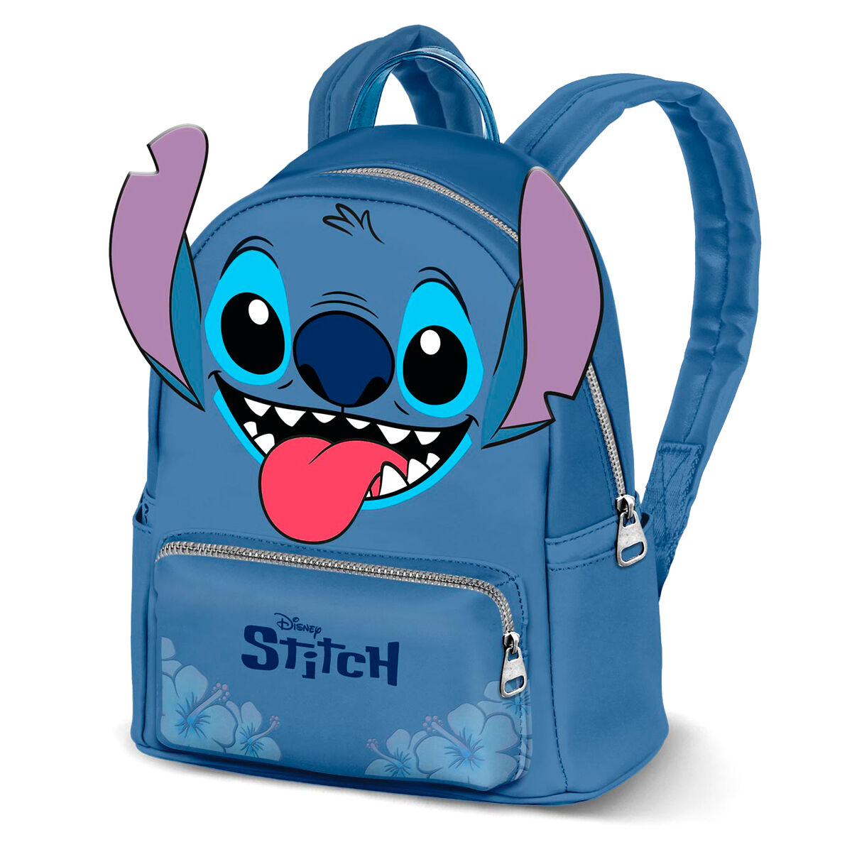 Mochila azul Disney Stitch Tongue con bolsillo delantero